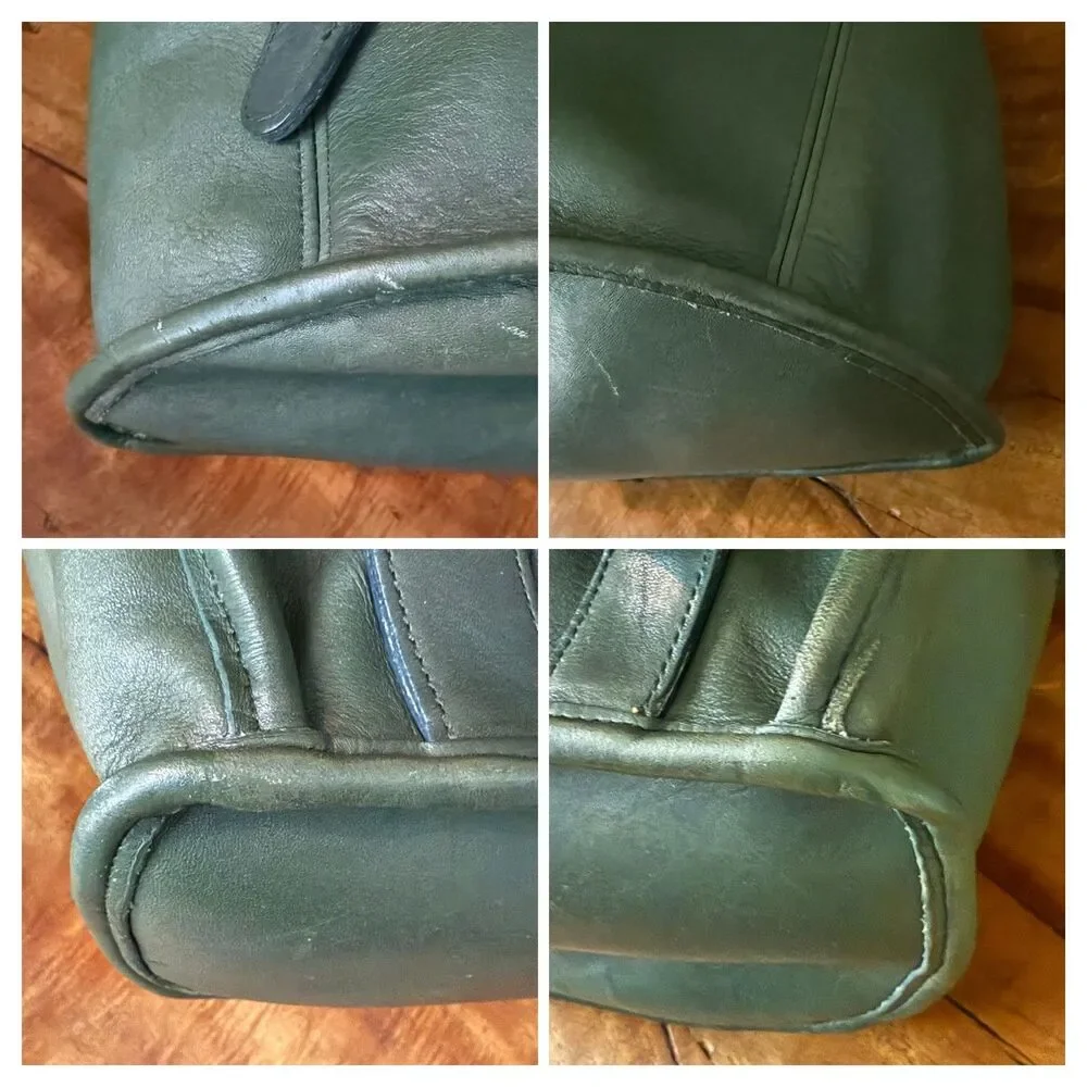 Vintage Coach 9943 Bottle Green Leather Backpack XL USA Turnlock Rucksack - Picture 9 of 17